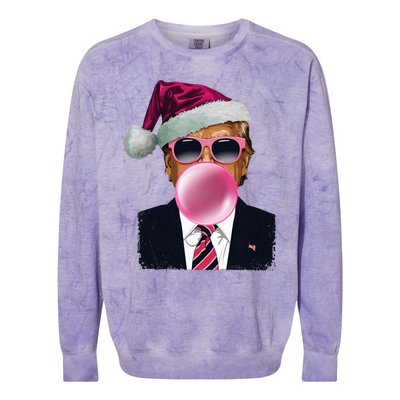 B.U.B.B.L.E.G.U.M Trump Blowing Christmas Trump Colorblast Crewneck Sweatshirt