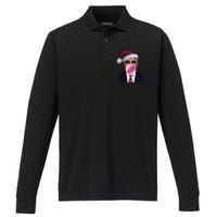 B.U.B.B.L.E.G.U.M Trump Blowing Christmas Trump Performance Long Sleeve Polo