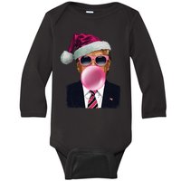 B.U.B.B.L.E.G.U.M Trump Blowing Christmas Trump Baby Long Sleeve Bodysuit