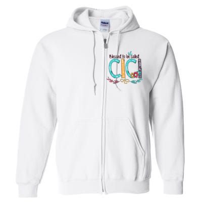 Blessed To Be Called Cici Colorful Grandma Full Zip Hoodie