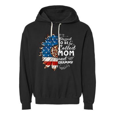 Blessed To Be Called Mom And Grammy Sunflower Garment-Dyed Fleece Hoodie