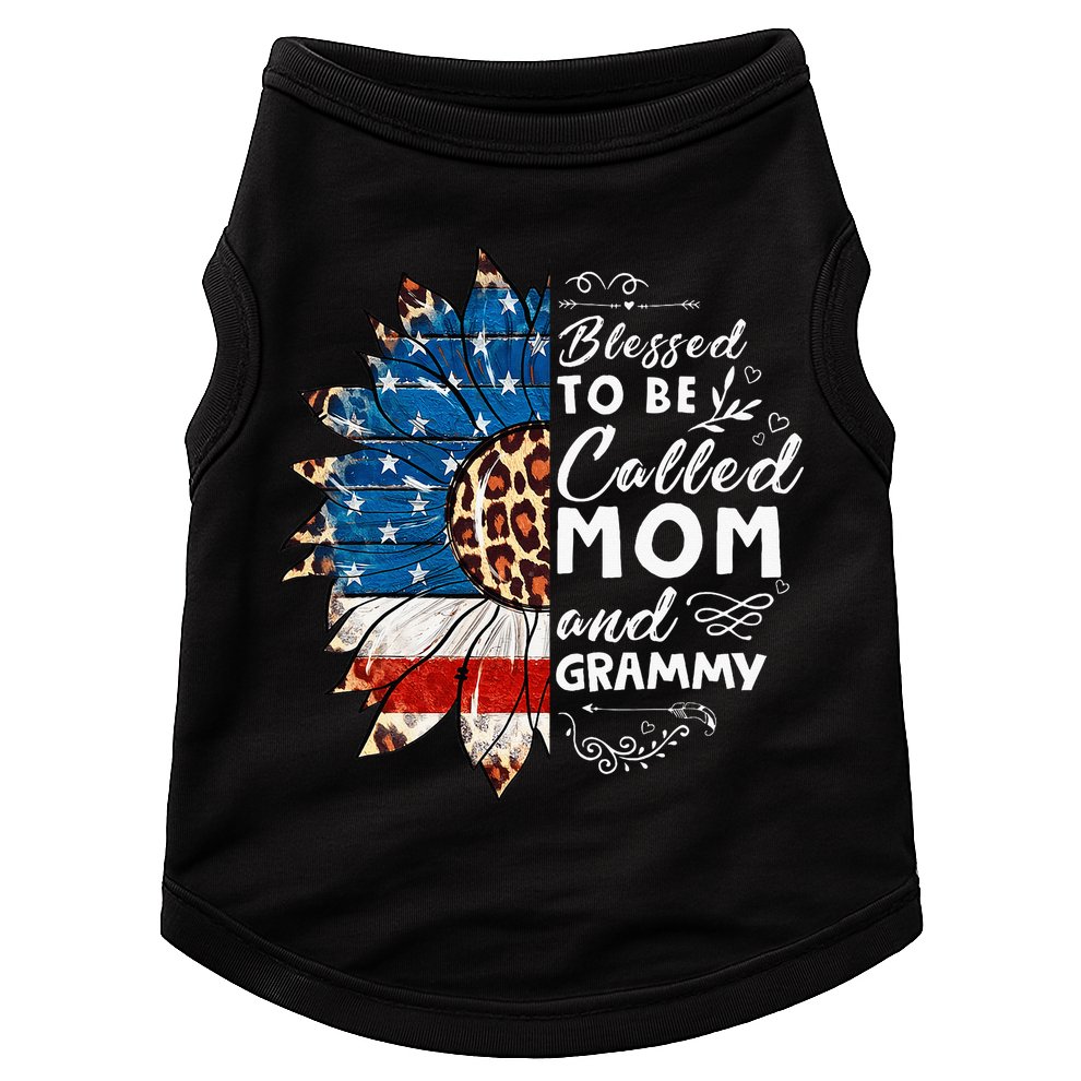 Blessed To Be Called Mom And Grammy Sunflower Doggie Tank