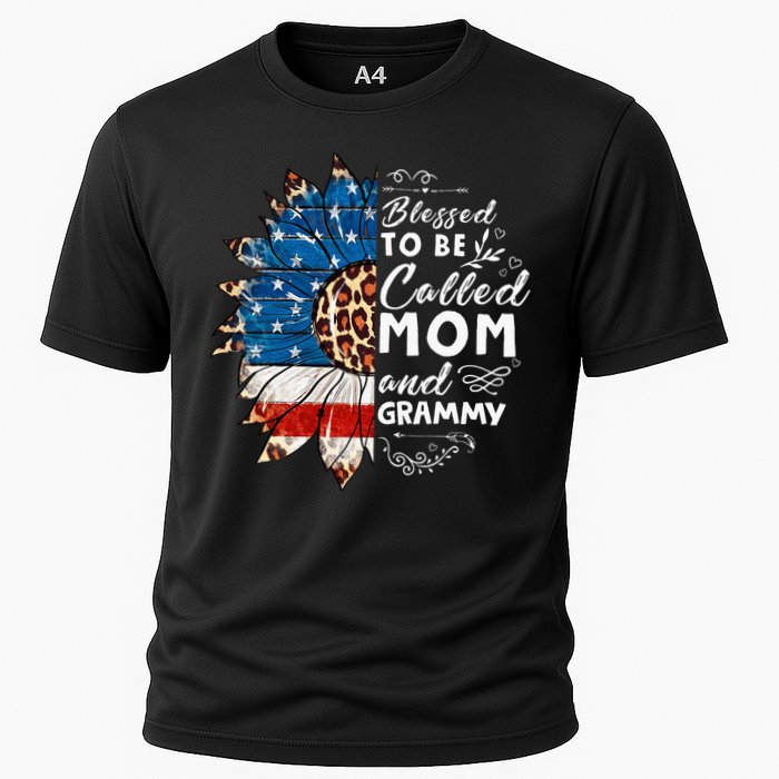 Blessed To Be Called Mom And Grammy Sunflower Cooling Performance Crew T-Shirt
