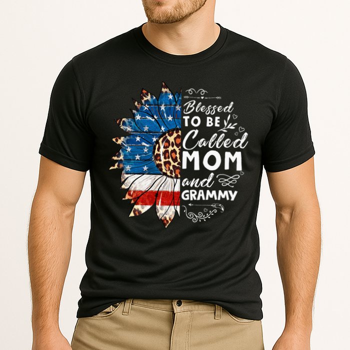 Blessed To Be Called Mom And Grammy Sunflower Cooling Performance Crew T-Shirt