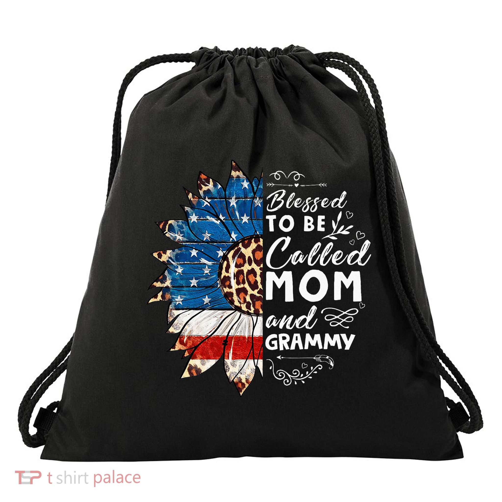 Blessed To Be Called Mom And Grammy Sunflower Drawstring Bag