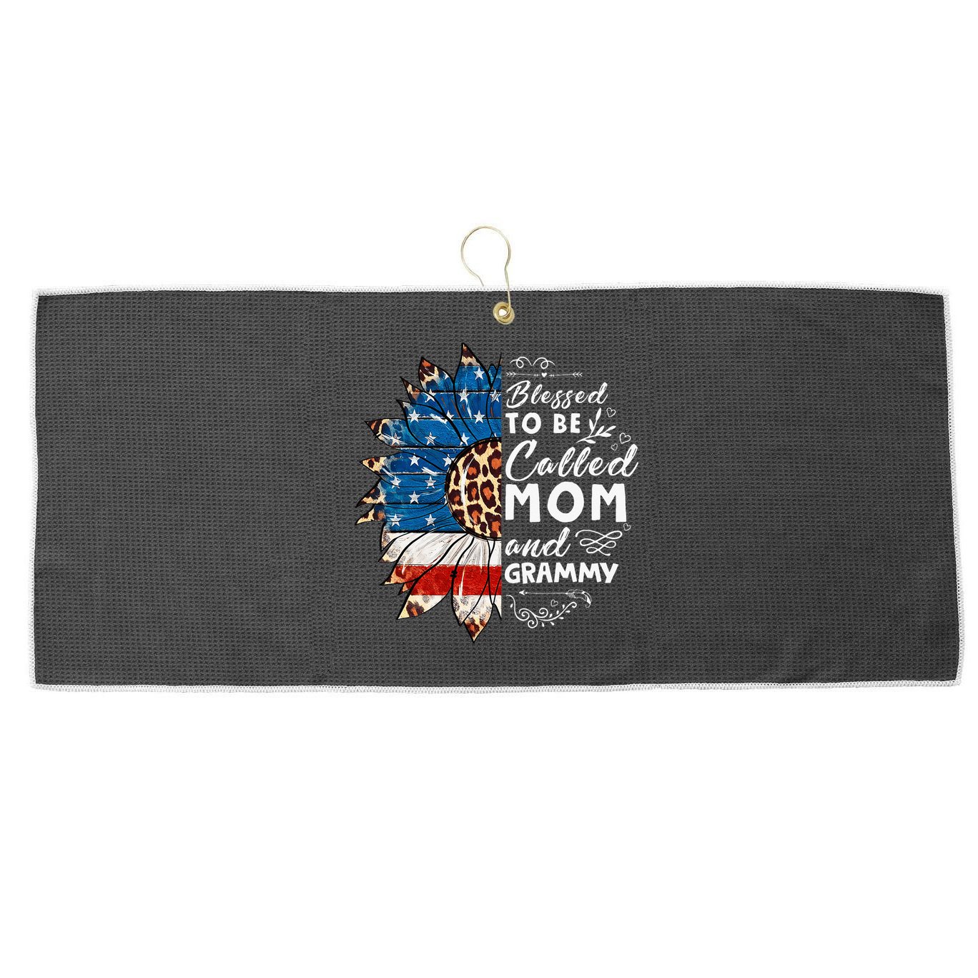Blessed To Be Called Mom And Grammy Sunflower Large Microfiber Waffle Golf Towel