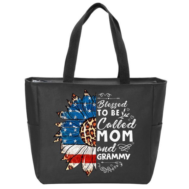 Blessed To Be Called Mom And Grammy Sunflower Zip Tote Bag