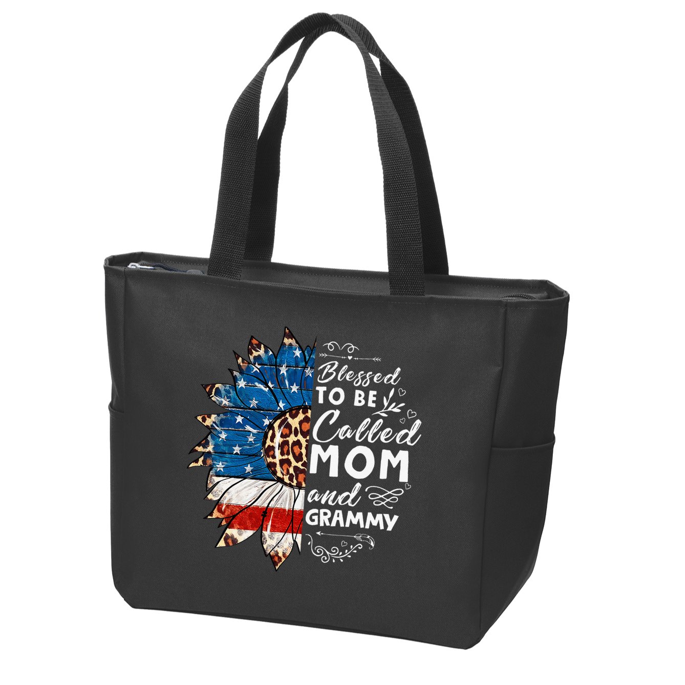 Blessed To Be Called Mom And Grammy Sunflower Zip Tote Bag