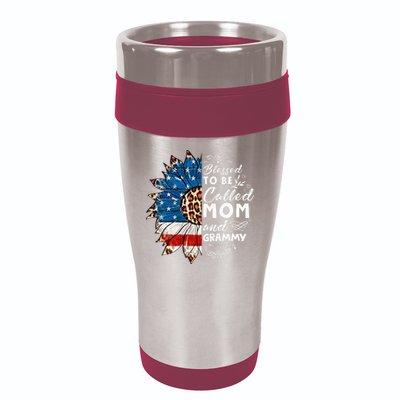 Blessed To Be Called Mom And Grammy Sunflower 16oz Travel Tumbler
