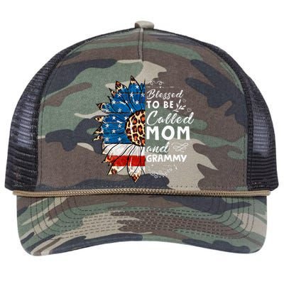 Blessed To Be Called Mom And Grammy Sunflower Retro Rope Trucker Hat Cap