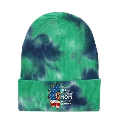 Blessed To Be Called Mom And Grammy Sunflower Tie Dye 12in Knit Beanie