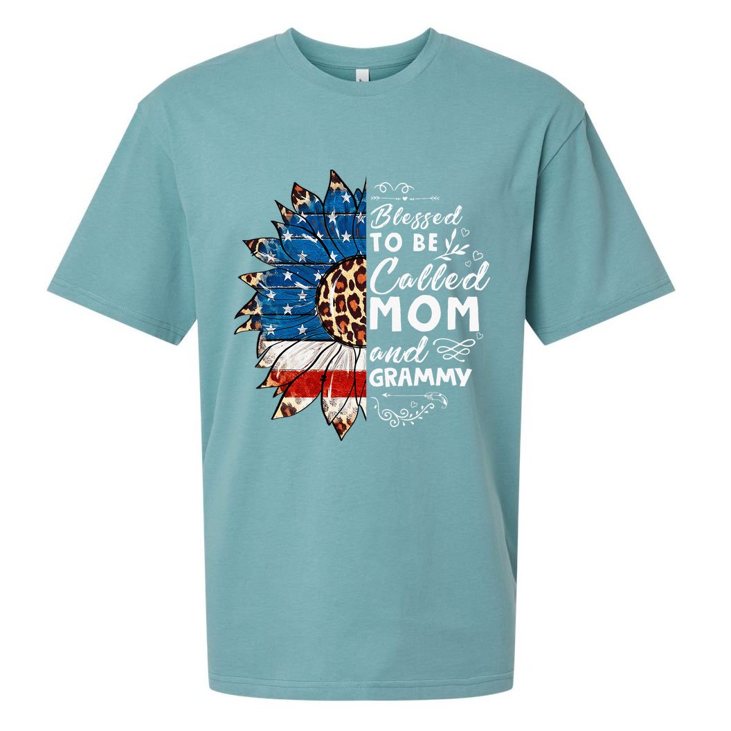 Blessed To Be Called Mom And Grammy Sunflower Sueded Cloud Jersey T-Shirt