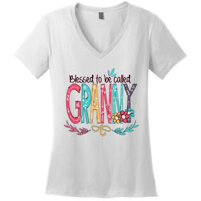 Blessed To Be Called Granny Colorful Gifts Women's V-Neck T-Shirt