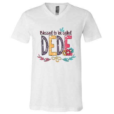 Blessed To Be Called Dede Colorful Grandma V-Neck T-Shirt