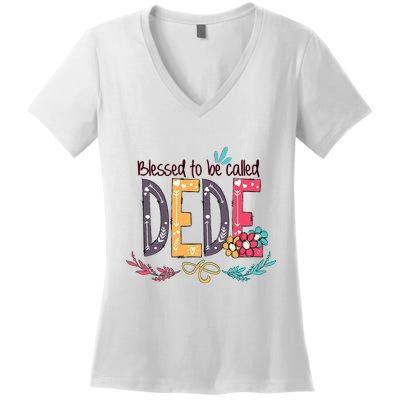 Blessed To Be Called Dede Colorful Grandma Women's V-Neck T-Shirt