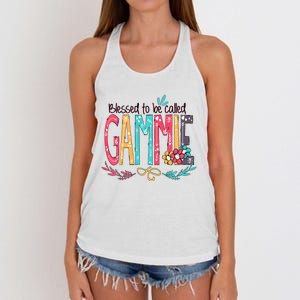 Blessed To Be Called Gammie Colorful Grandma Women's Knotted Racerback Tank