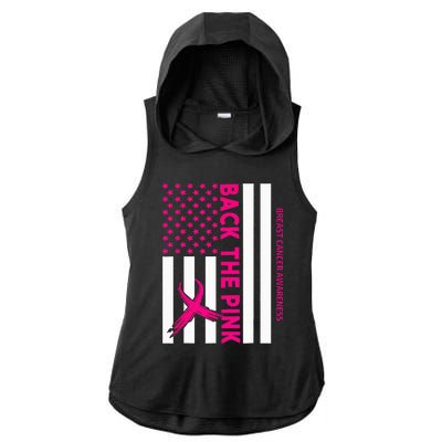 Back The Breast Cancer Awareness Flag Ladies PosiCharge Tri-Blend Wicking Draft Hoodie Tank