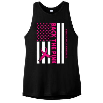 Back The Breast Cancer Awareness Flag Ladies PosiCharge Tri-Blend Wicking Tank