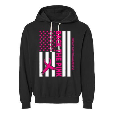 Back The Breast Cancer Awareness Flag Garment-Dyed Fleece Hoodie