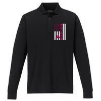 Back The Breast Cancer Awareness Flag Performance Long Sleeve Polo