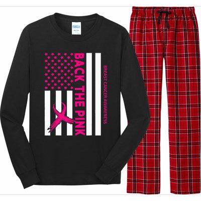 Back The Breast Cancer Awareness Flag Long Sleeve Pajama Set