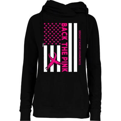 Back The Breast Cancer Awareness Flag Womens Funnel Neck Pullover Hood