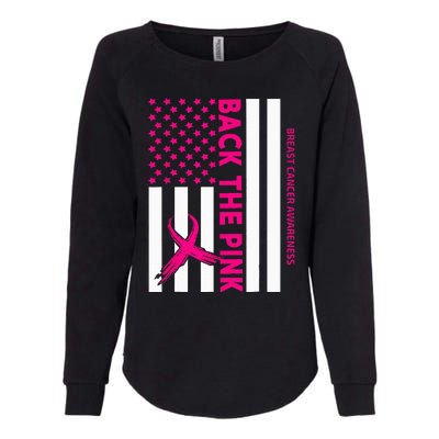 Back The Breast Cancer Awareness Flag Womens California Wash Sweatshirt