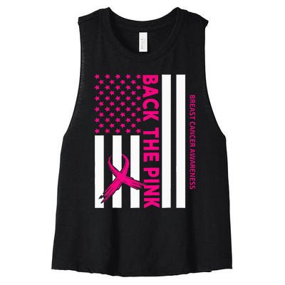 Back The Breast Cancer Awareness Flag Women's Racerback Cropped Tank