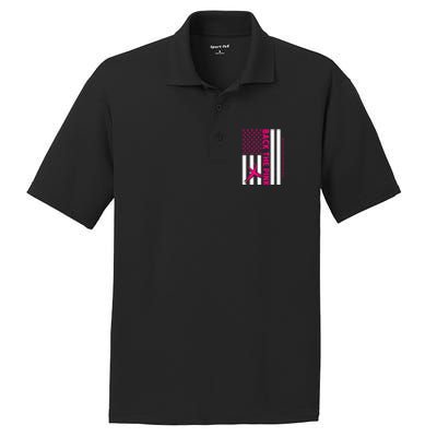 Back The Breast Cancer Awareness Flag PosiCharge RacerMesh Polo