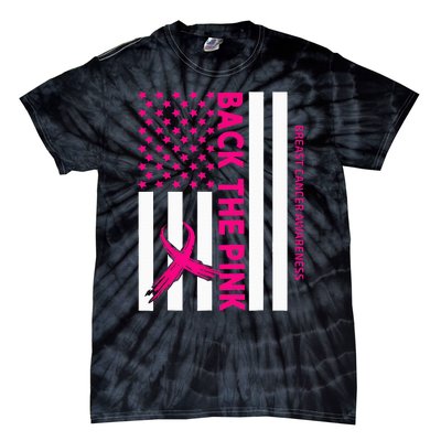 Back The Breast Cancer Awareness Flag Tie-Dye T-Shirt