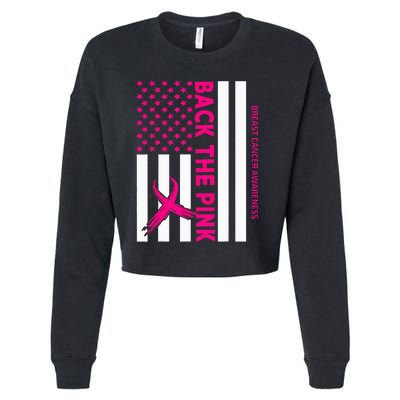 Back The Breast Cancer Awareness Flag Cropped Pullover Crew