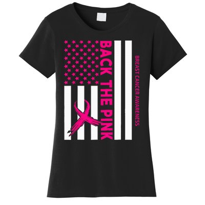 Back The Breast Cancer Awareness Flag Women's T-Shirt