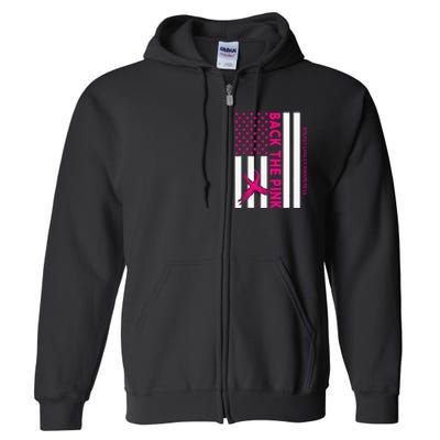 Back The Breast Cancer Awareness Flag Full Zip Hoodie