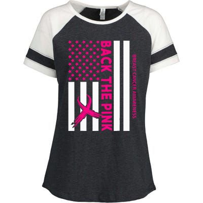 Back The Breast Cancer Awareness Flag Enza Ladies Jersey Colorblock Tee