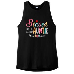 Blessed To Be Called Auntie Colorful Art MotherS Day Ladies PosiCharge Tri-Blend Wicking Tank