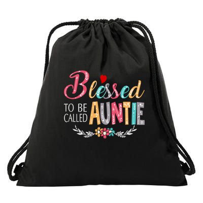 Blessed To Be Called Auntie Colorful Art MotherS Day Drawstring Bag