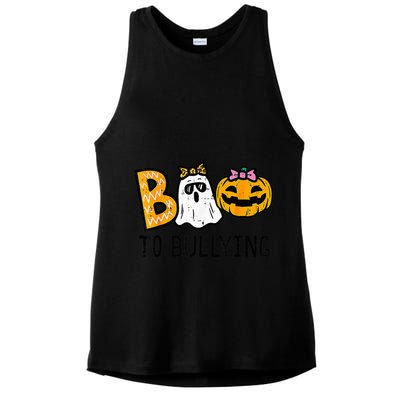 Boo To Bullying Ghost Pumpkin Orange Anti Bully Unity Day Ladies PosiCharge Tri-Blend Wicking Tank