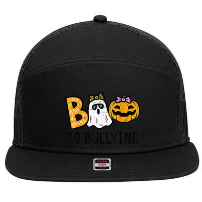 Boo To Bullying Ghost Pumpkin Orange Anti Bully Unity Day 7 Panel Mesh Trucker Snapback Hat
