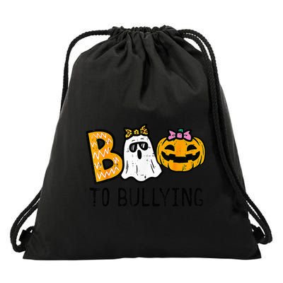 Boo To Bullying Ghost Pumpkin Orange Anti Bully Unity Day Drawstring Bag