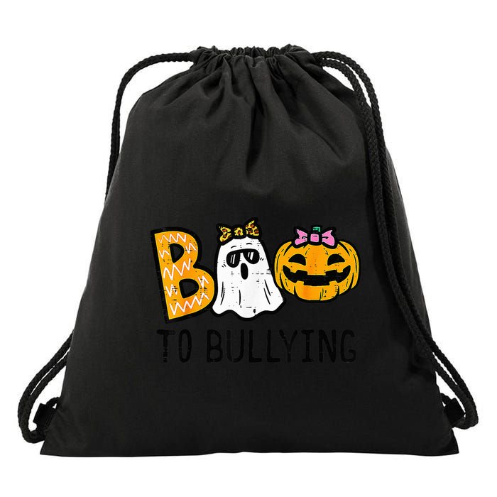 Boo To Bullying Ghost Pumpkin Orange Anti Bully Unity Day Drawstring Bag