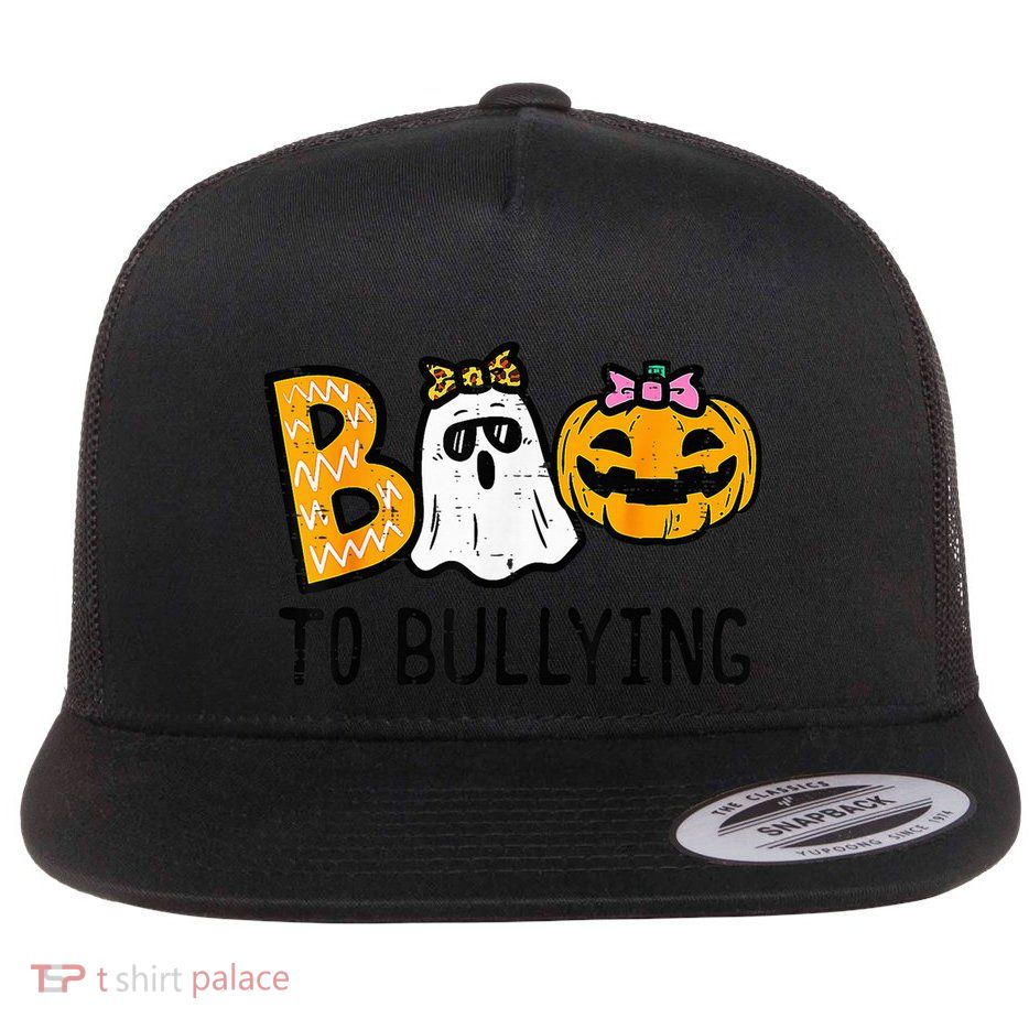 Boo To Bullying Ghost Pumpkin Orange Anti Bully Unity Day Flatbill Hat
