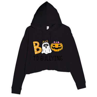 Boo To Bullying Ghost Pumpkin Orange Anti Bully Unity Day Crop Fleece Hoodie