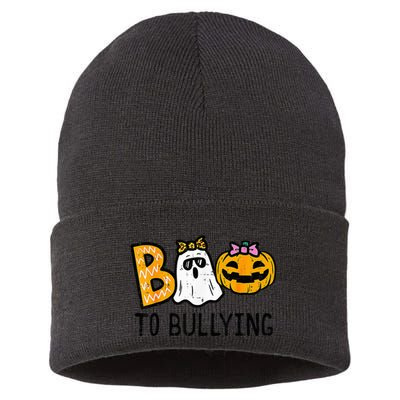 Boo To Bullying Ghost Pumpkin Orange Anti Bully Unity Day Sustainable Knit Beanie