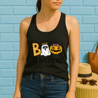 Boo To Bullying Ghost Pumpkin Orange Anti Bully Unity Day Womens Tank Top