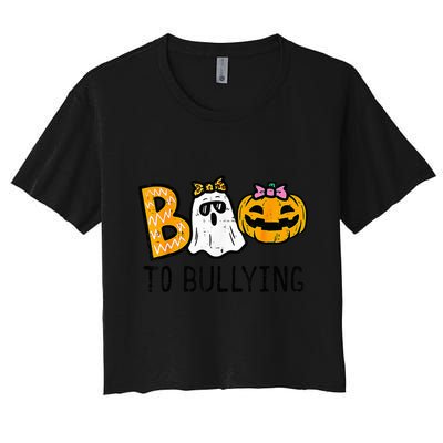 Boo To Bullying Ghost Pumpkin Orange Anti Bully Unity Day Crop Top