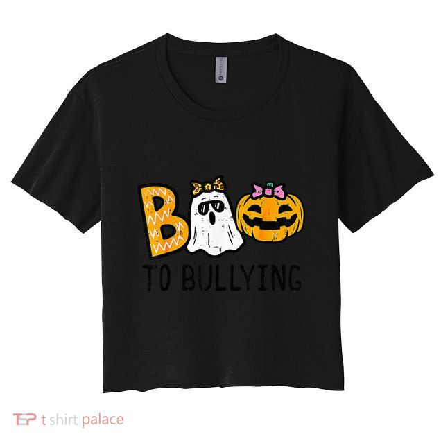 Boo To Bullying Ghost Pumpkin Orange Anti Bully Unity Day Crop Top