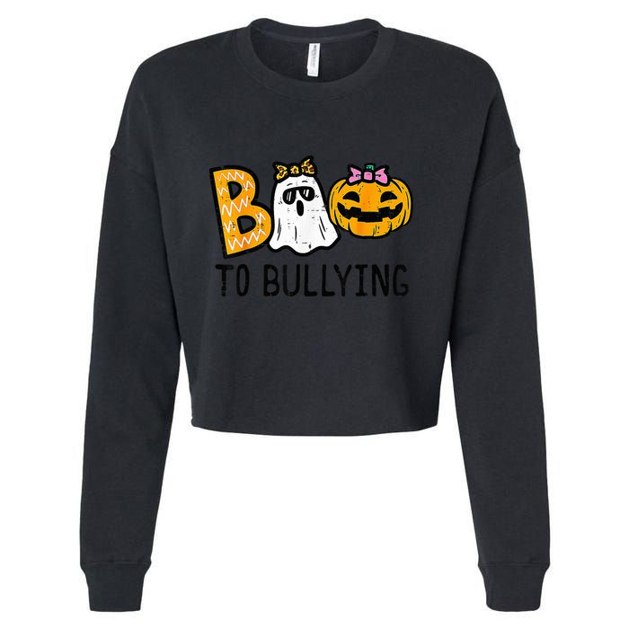 Boo To Bullying Ghost Pumpkin Orange Anti Bully Unity Day Cropped Pullover Crew
