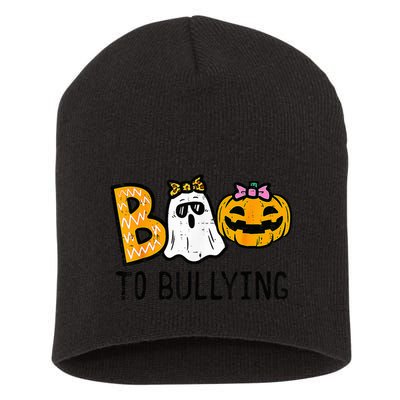 Boo To Bullying Ghost Pumpkin Orange Anti Bully Unity Day Short Acrylic Beanie