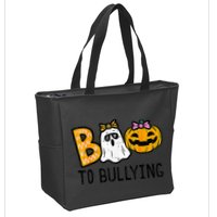 Boo To Bullying Ghost Pumpkin Orange Anti Bully Unity Day Zip Tote Bag