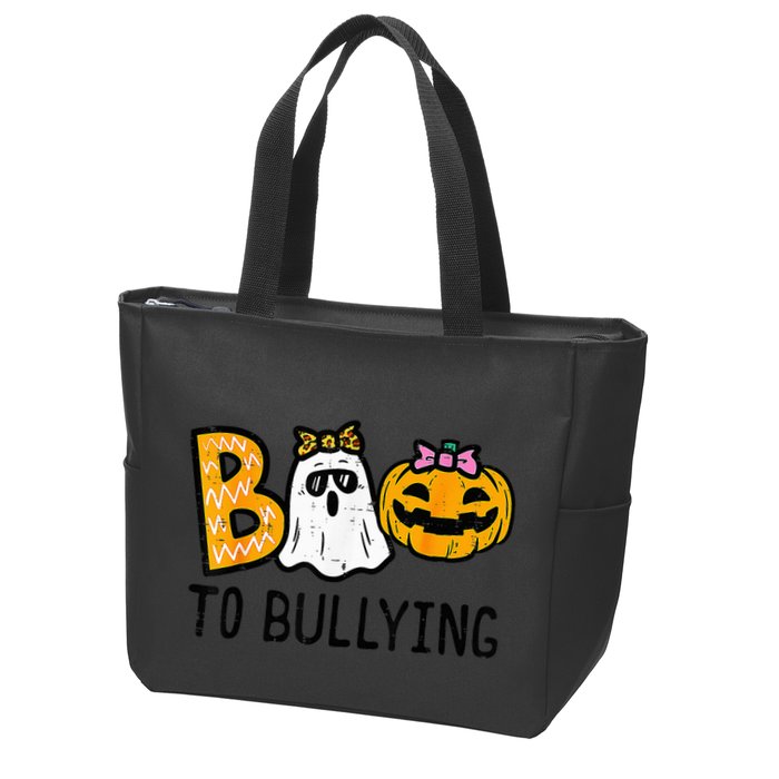 Boo To Bullying Ghost Pumpkin Orange Anti Bully Unity Day Zip Tote Bag